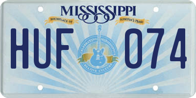 MS license plate HUF074