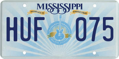 MS license plate HUF075