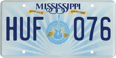 MS license plate HUF076