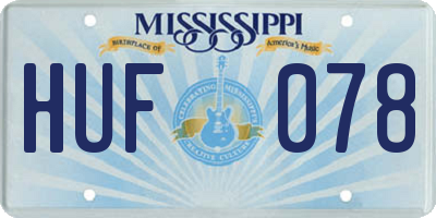 MS license plate HUF078
