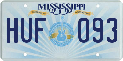 MS license plate HUF093