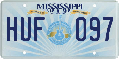 MS license plate HUF097