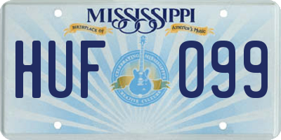 MS license plate HUF099
