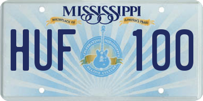MS license plate HUF100