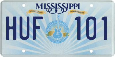 MS license plate HUF101