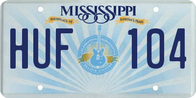 MS license plate HUF104