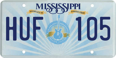 MS license plate HUF105