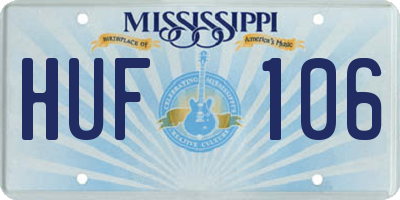 MS license plate HUF106