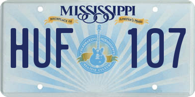 MS license plate HUF107