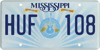 MS license plate HUF108
