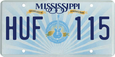 MS license plate HUF115