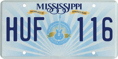 MS license plate HUF116