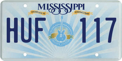 MS license plate HUF117