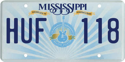 MS license plate HUF118