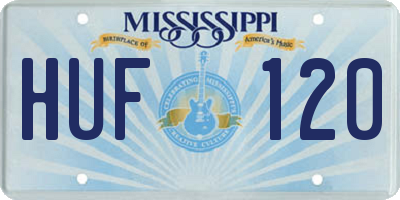 MS license plate HUF120