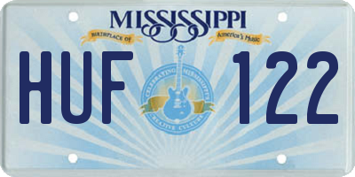 MS license plate HUF122