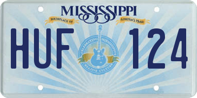MS license plate HUF124