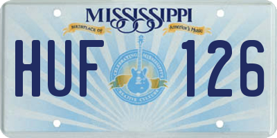MS license plate HUF126