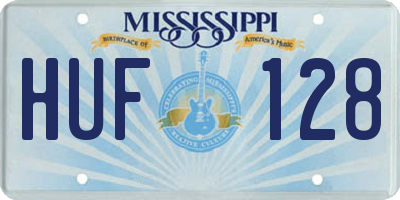 MS license plate HUF128