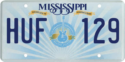 MS license plate HUF129