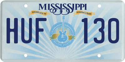 MS license plate HUF130