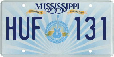 MS license plate HUF131