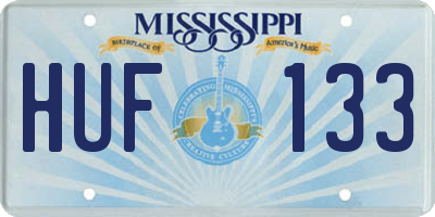 MS license plate HUF133