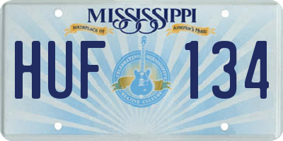MS license plate HUF134
