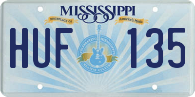 MS license plate HUF135