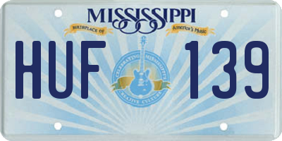MS license plate HUF139