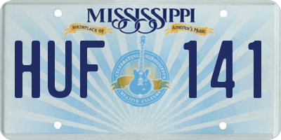 MS license plate HUF141