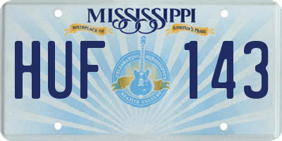 MS license plate HUF143