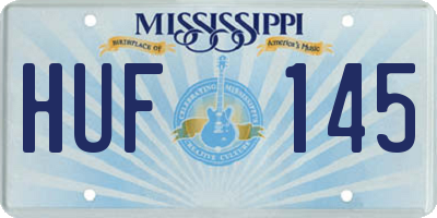 MS license plate HUF145