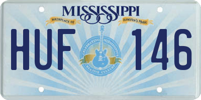 MS license plate HUF146