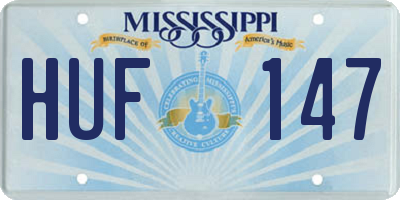 MS license plate HUF147