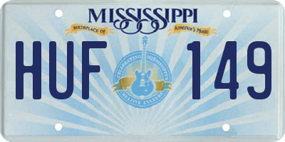 MS license plate HUF149