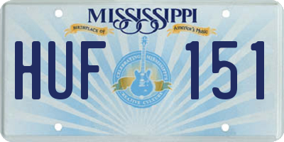 MS license plate HUF151