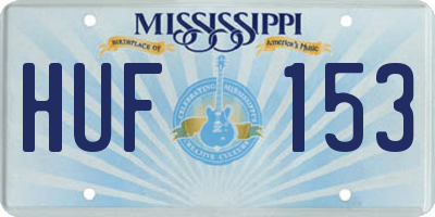 MS license plate HUF153