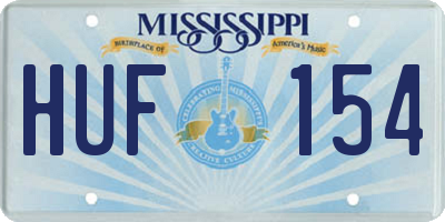MS license plate HUF154