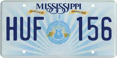 MS license plate HUF156