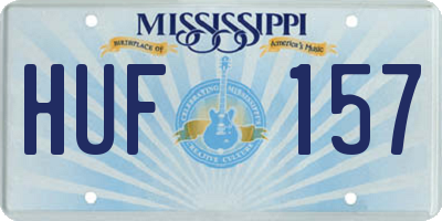 MS license plate HUF157