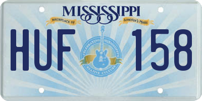 MS license plate HUF158