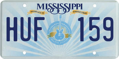 MS license plate HUF159