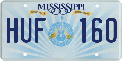 MS license plate HUF160