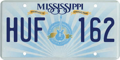 MS license plate HUF162