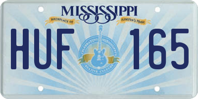MS license plate HUF165