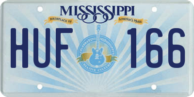 MS license plate HUF166