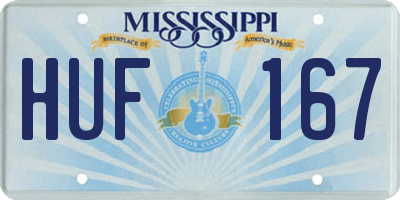 MS license plate HUF167