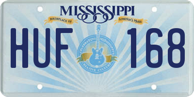 MS license plate HUF168