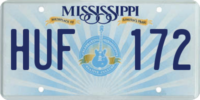 MS license plate HUF172